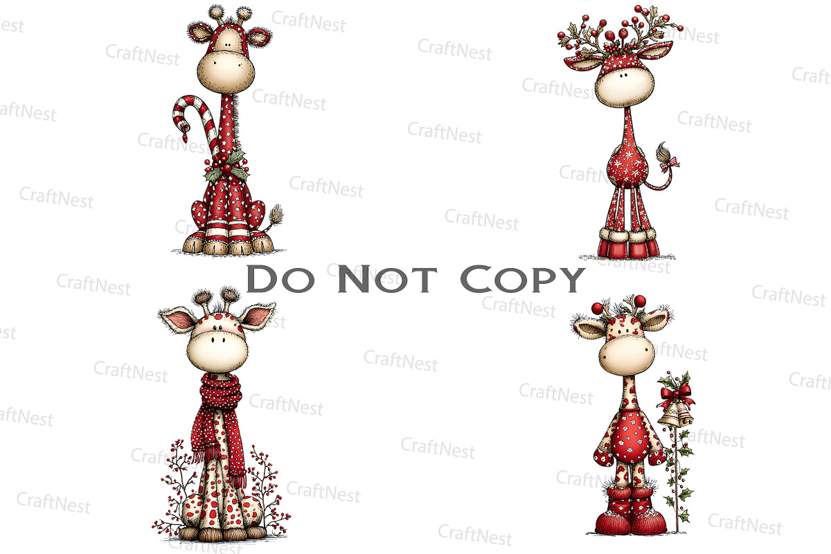 Whimsical Christmas Giraffe Clipart, an Illustration by Craft Nest (Photo 4 of 8)