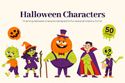 50 Halloween Character Illustrations, a Seasonal Illustration by Prosymbols (Thumbnail 1 of 9)