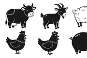 Cute Farm Animal Silhouette Bundle, an Illustration by hafijul (Thumbnail 34 of 51)