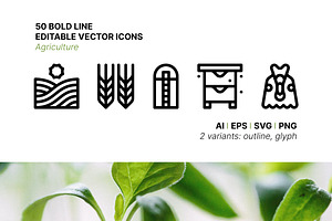 50 Agriculture Icons, an Outline Icon by Side Project