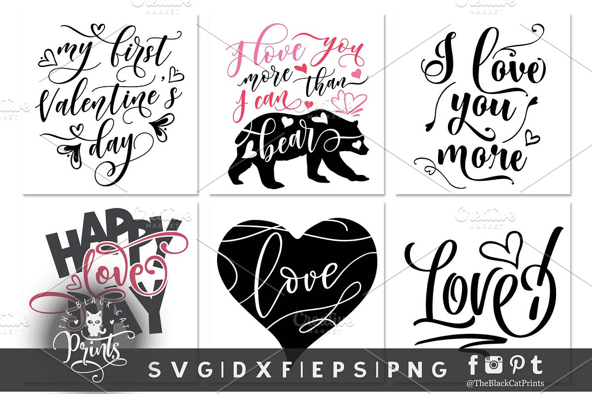 Valentines bundle SVG DXF EPS PNG, an Illustration by TheBlackCatPrints