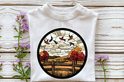 Fall Autumn Bird Stained Glass Clipa, an Illustration by Rose Art (Thumbnail 3 of 7)