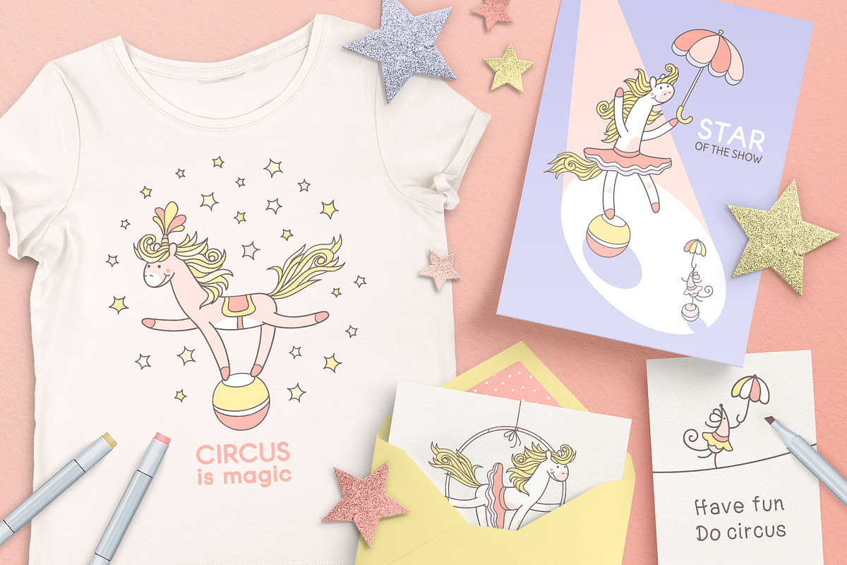 PONY LOVES CIRCUS | DESIGN SET, an Animal Illustration by CATMINT (Photo 7 of 10)