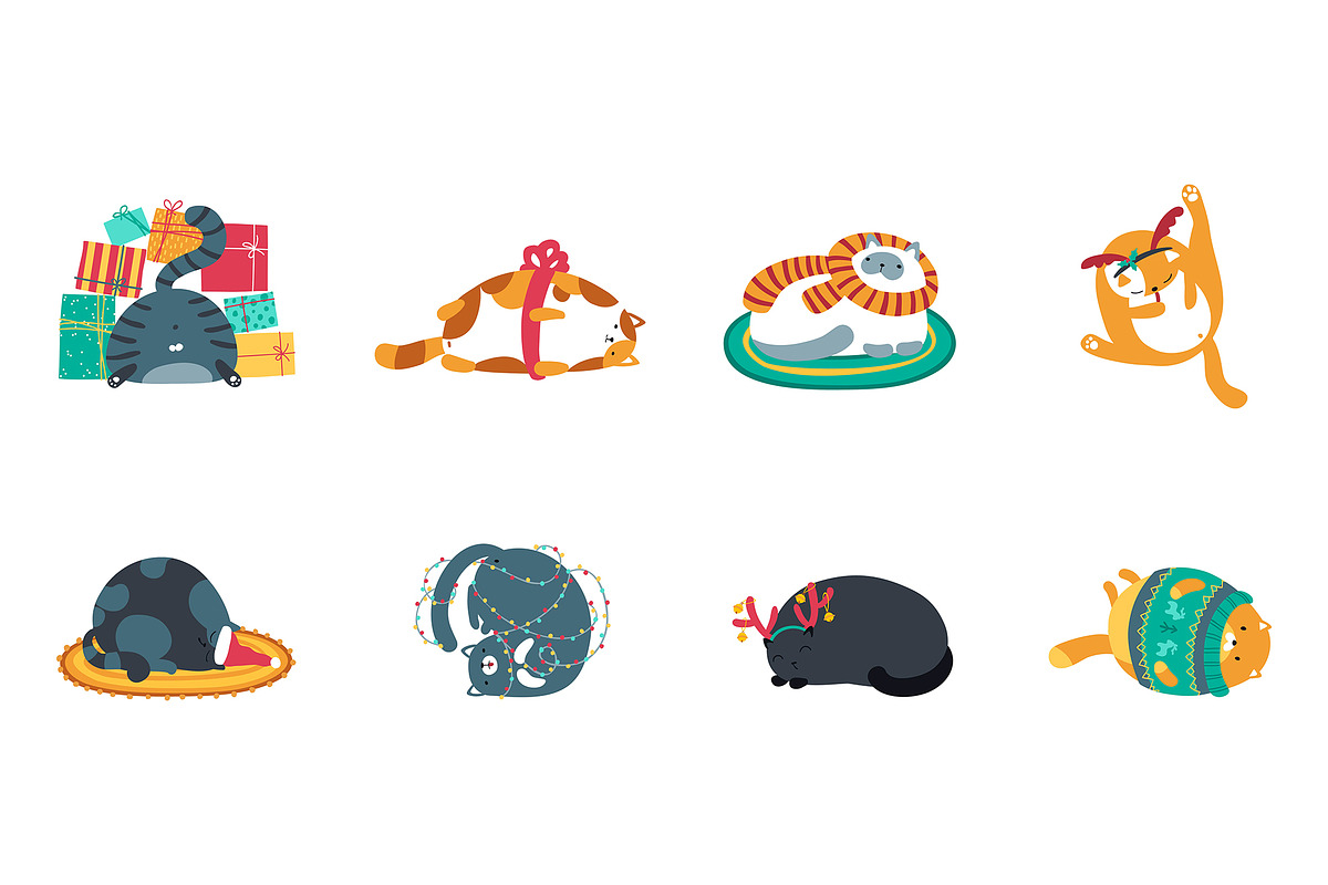 Cute fat cats. Christmas collection., a Decorative Illustration by Svitlana Kharchuk (Photo 3 of 15)