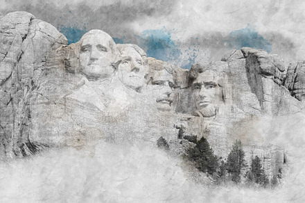 Vintage watercolor Rushmore, USA