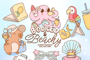 Bookish Summer Clipart Bundle, a Seasonal Illustration by Huxmay
