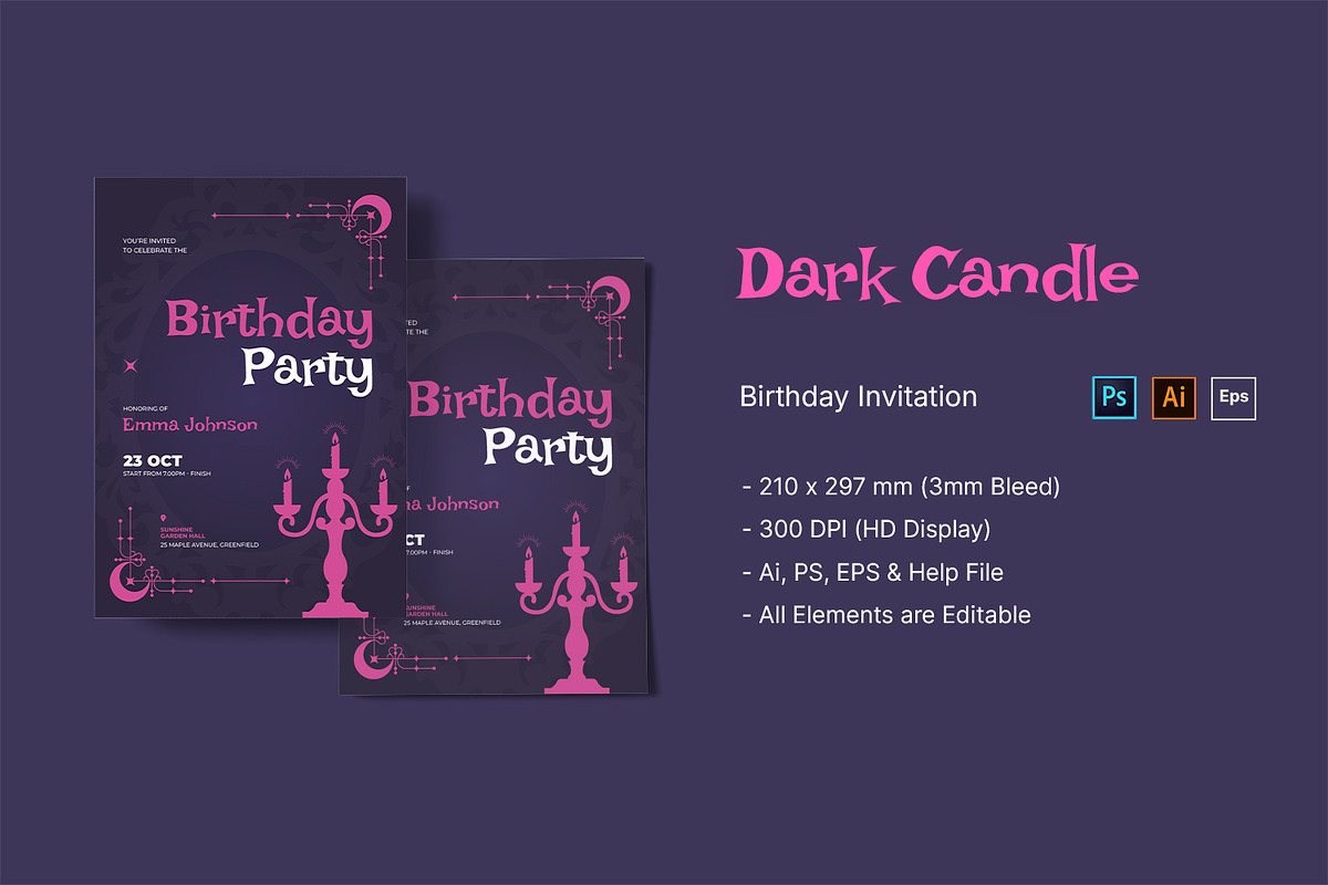 Dark Candle Birthday Invitation, an Invitation Template by StreaksideStd (Photo 1 of 2)