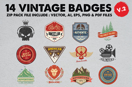 14 Vintage Badge Logos Version 2