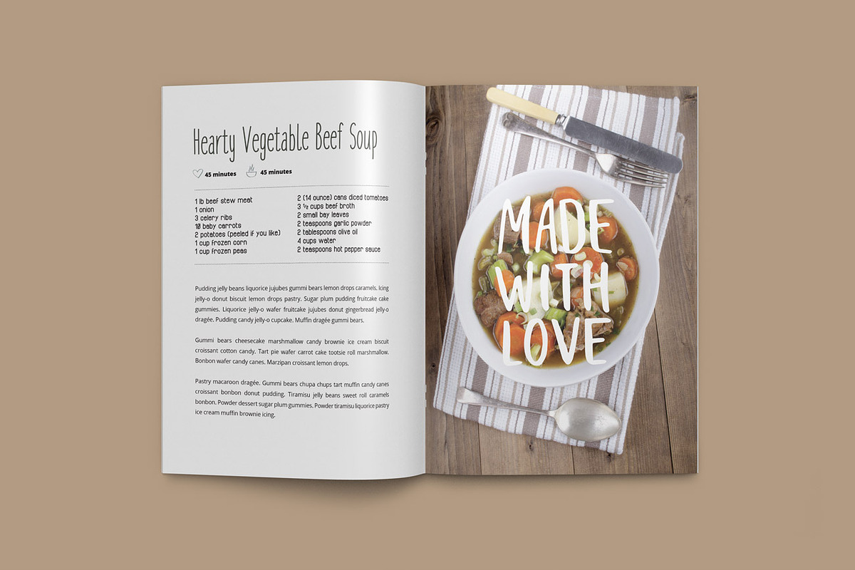 Vintage Cookbook InDesign Template, a Brochure Template by Prixel Creative (Photo 3 of 5)