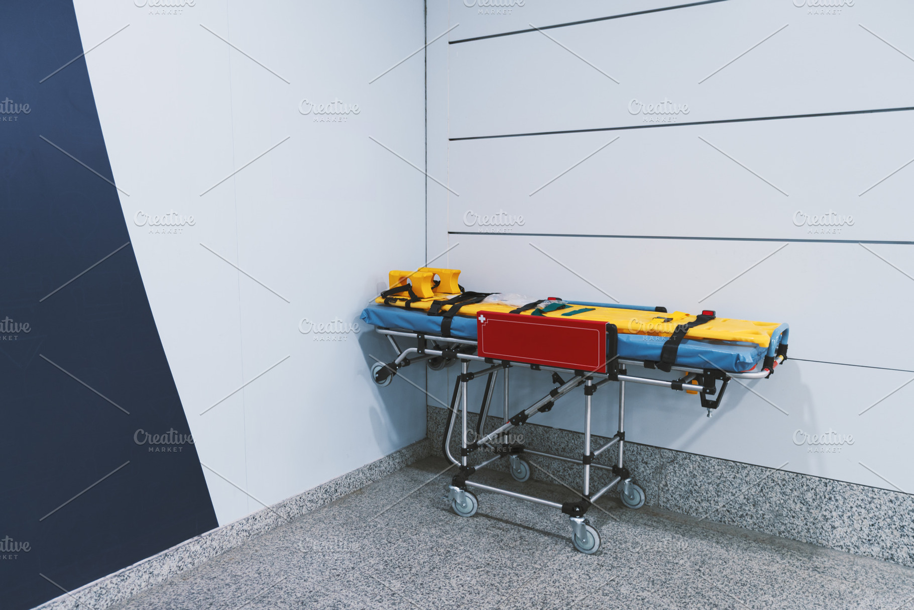 Empty hospital stretcher in hall, a Health & Medical Photo by SkyNext