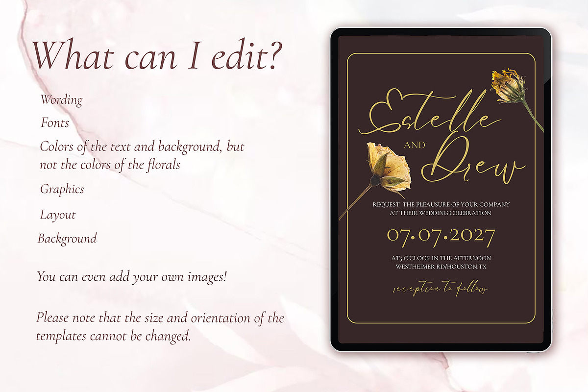 Canva *Elegant Wedding Invitation*, an Invitation Template by ElladesignCo (Photo 3 of 5)