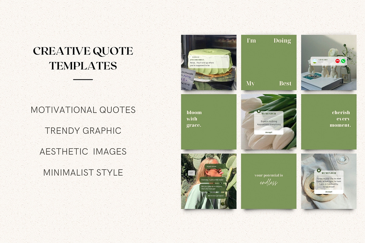 Green Quote Instagram Templates, a Social Media Template by DesignbySamVN (Photo 4 of 6)