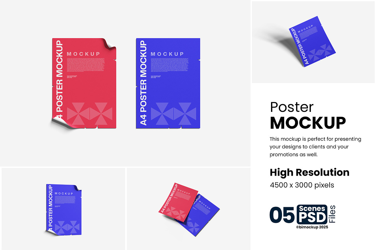 A4 Poster Mockup, a Product Mockup by bimockup (Photo 1 of 6)