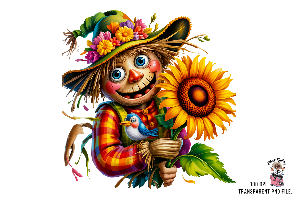 Cute Scarecrow Clipart PNG Bundle, a Graphic by Clipart Bloom (Photo 5 of 11)
