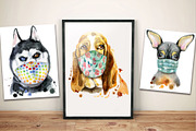 Dogs in face mask, an Animal Illustration by Watercolor fantasy (Thumbnail 5 of 5)
