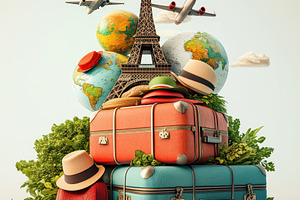 Eiffel Tower Travel Adventure Suitca, a Beauty & Fashion Photo by Pixeness Studio