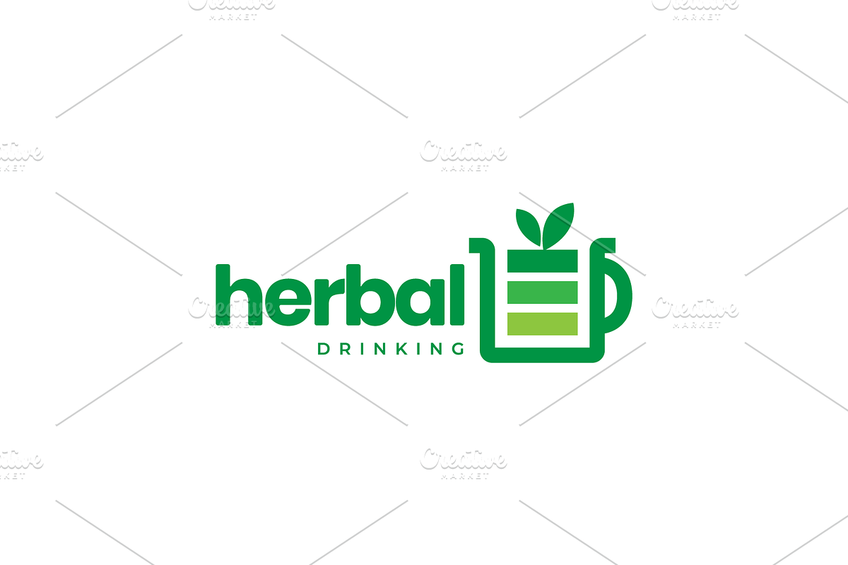 herbal drink cup nature flat logo, a Branding & Logo Template by devastd