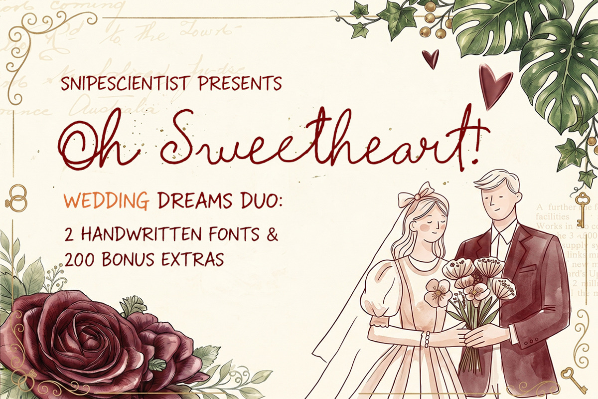 Oh Sweetheart Handwritten Font Duo, a Handwritten Font by SNIPESCIENTIST (Photo 1 of 27)