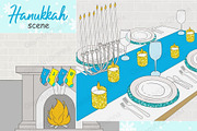Hanukkah Scene, a Seasonal Illustration by GlamArtZhanna (Thumbnail 3 of 3)