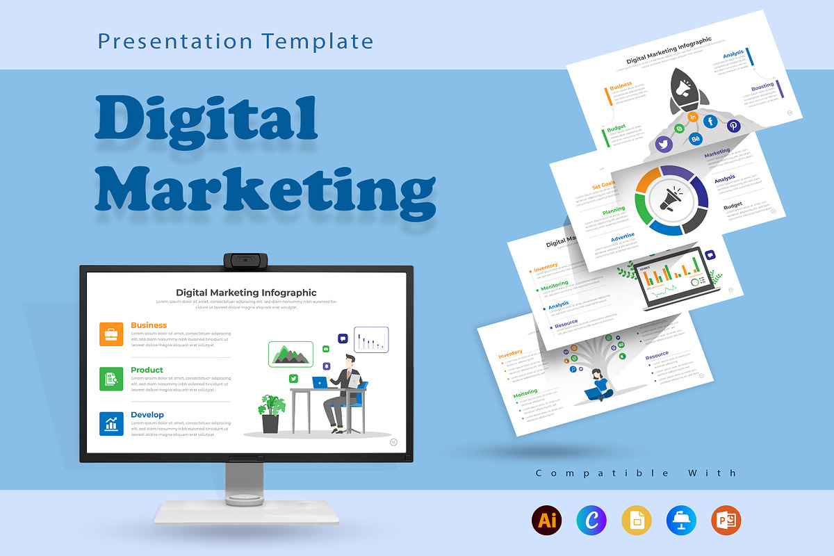 Digital Marketing Infographic, a Presentation Template by Mighty-Slide (Photo 1 of 8)