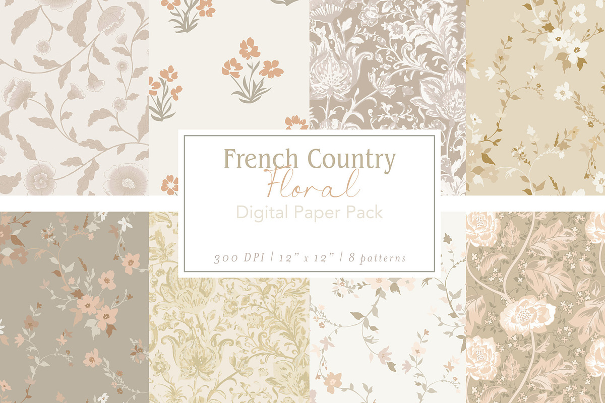French Country Floral Pattern Bundle, a Pattern Graphic by Mieken Petra ...