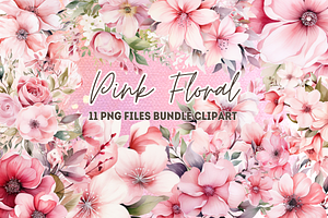 Pink Flowers Sublimation Clipart