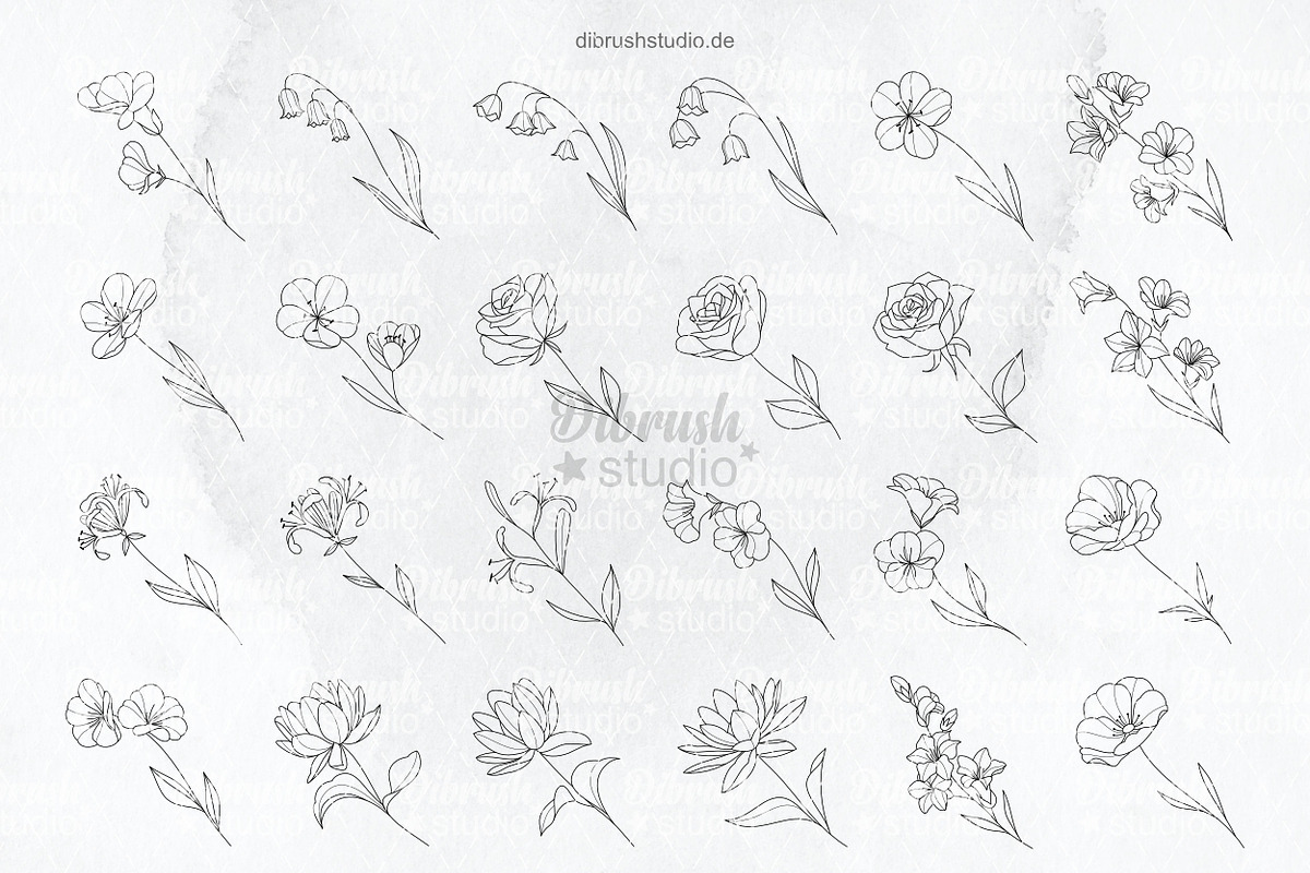 Procreate Birth Flowers Tattoo, a Brushes & More by DiBrush Studio (Photo 4 of 5)