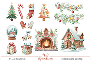 Hello Winter Watercolor Clipart, an Illustration by MockupWizard (Thumbnail 3 of 5)