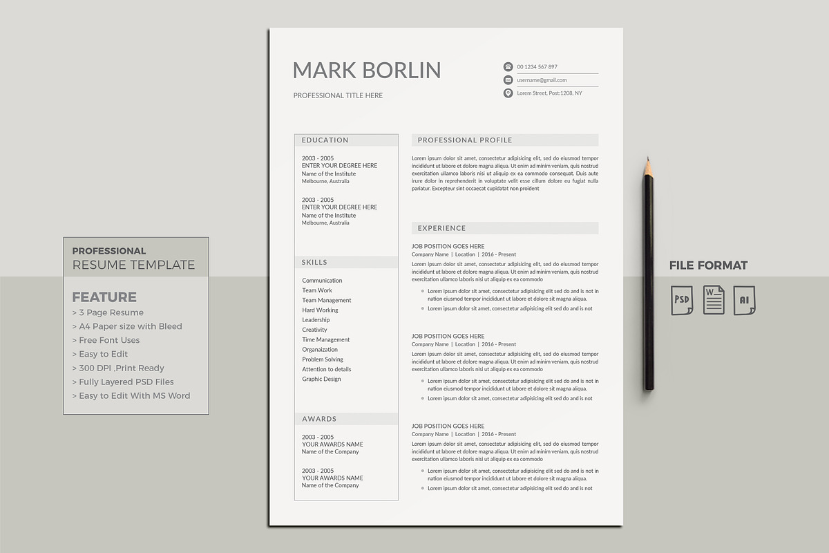 Resume Template/CV, a Resume Template by deviserpark (Photo 1 of 4)