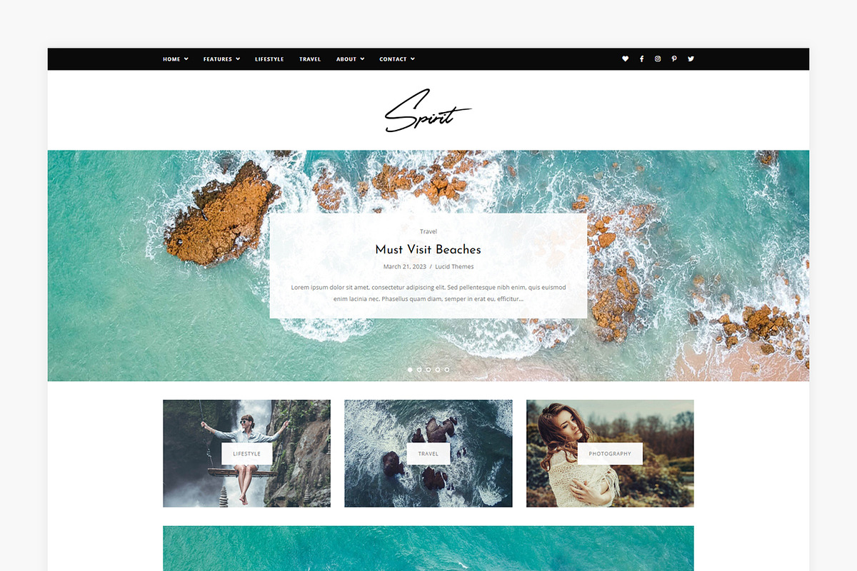 Spirit - WordPress Blog Theme, a WordPress Template by Lucid Themes (Photo 2 of 6)