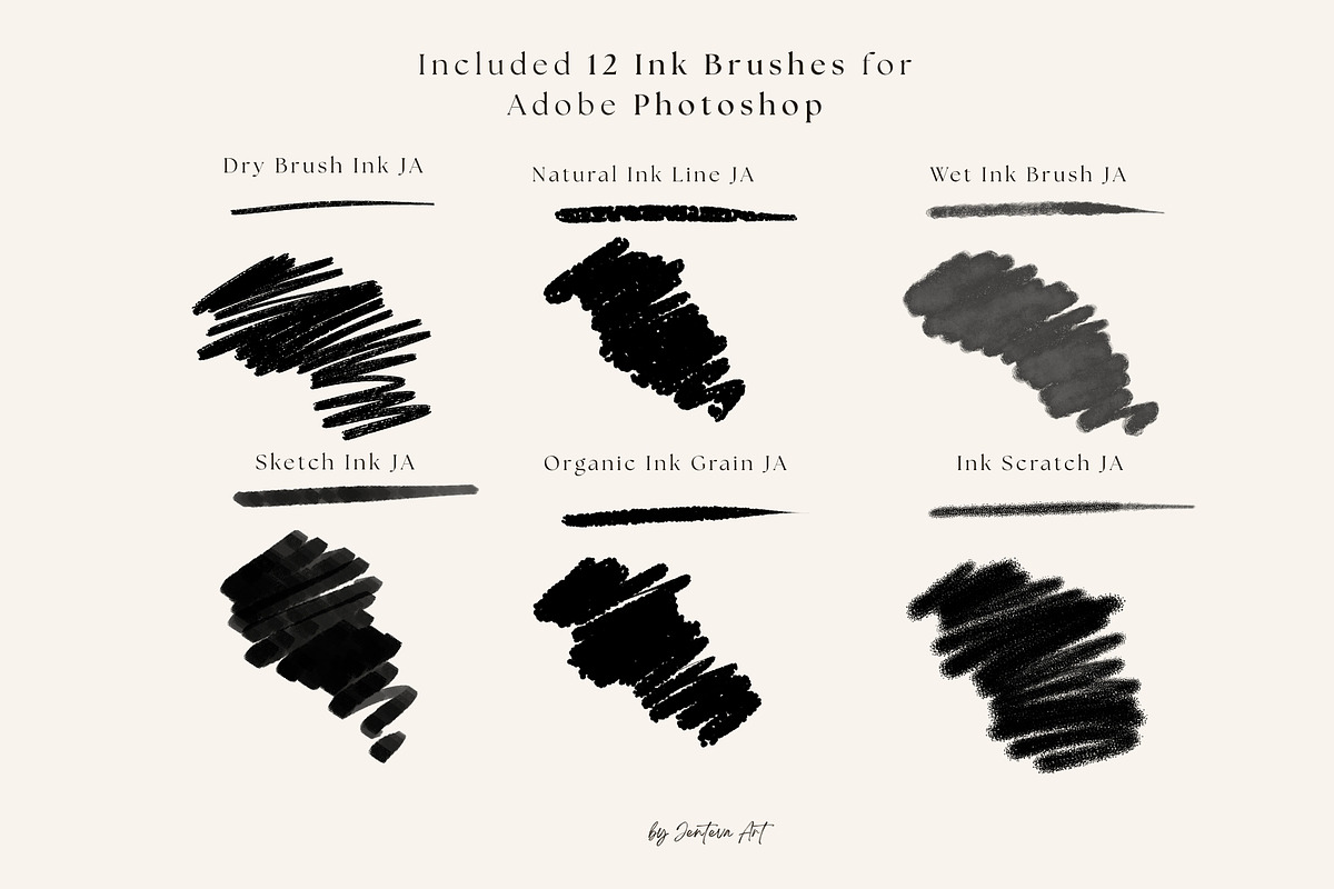 Photoshop Ink Brushes, a Brush Add-On by Jenteva Art (Photo 3 of 12)