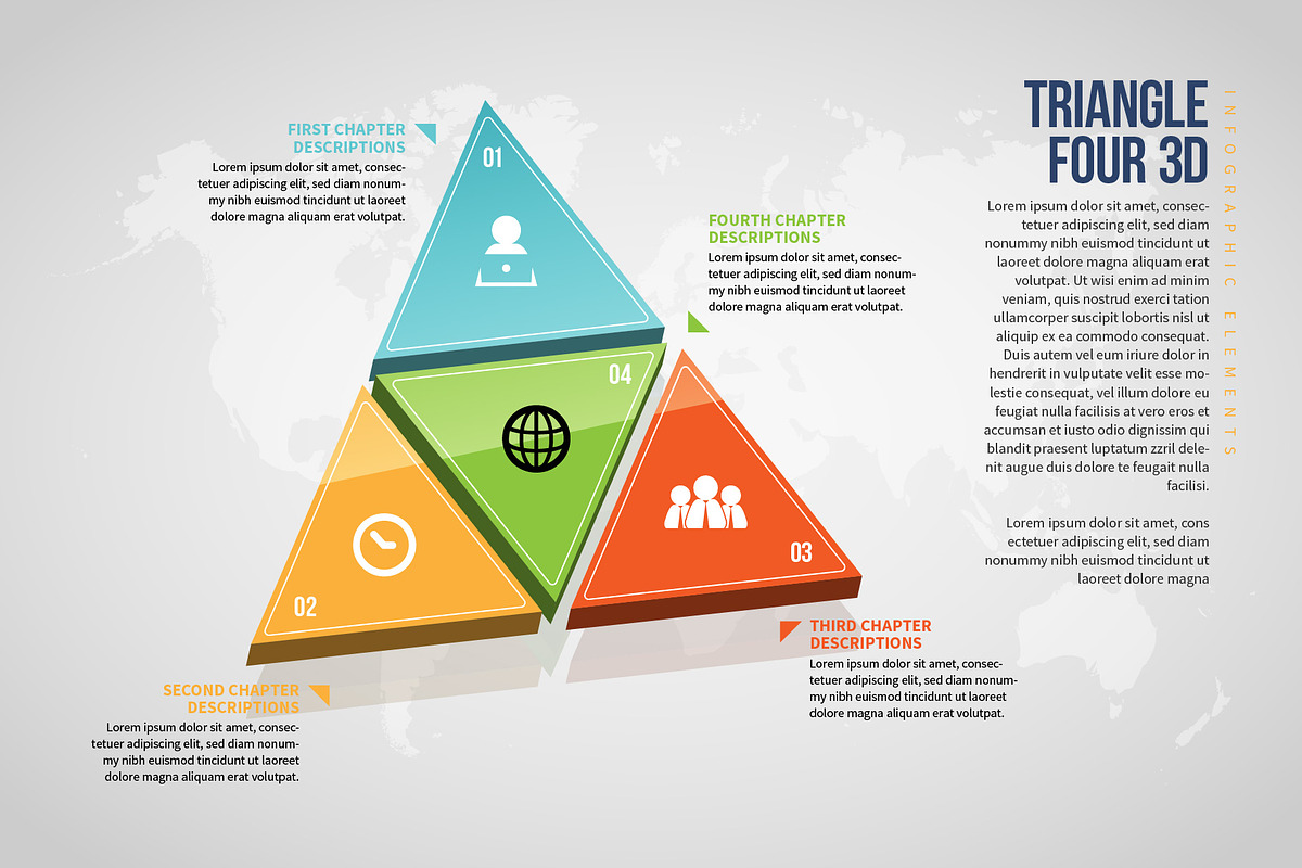 Triangle Four 3D Infographic, a Templates & Theme by h.utomo