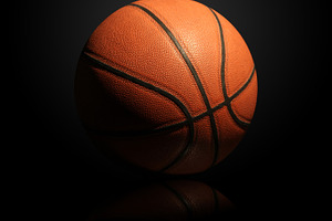 Basketball on black background