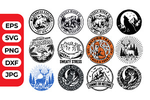 Vintage Wildlife Badge Bundle, an Object Illustration by Artonix