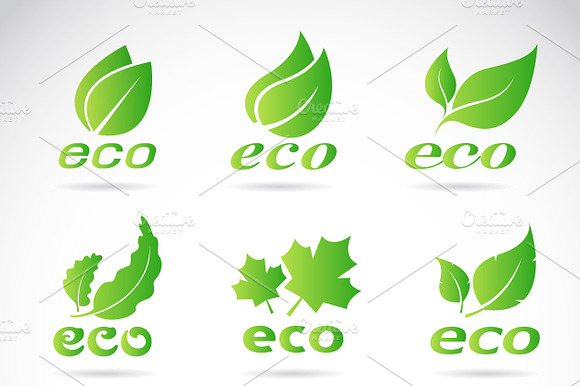 Green Eco Icons Badge Vector.