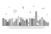Hong Kong line art skyline, a Finance Illustration by LisaKolbasa (Thumbnail 2 of 3)