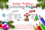 Happy Holidays Coloring Pages, an Animal Illustration by dacascas (Thumbnail 1 of 8)
