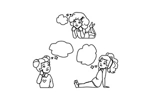 dream dreaming kid girl vector, a Person Illustration by pikepicture
