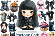 Watercolor Cartoon Goth Clipart, an Illustration by Craft Nest (Thumbnail 1 of 6)