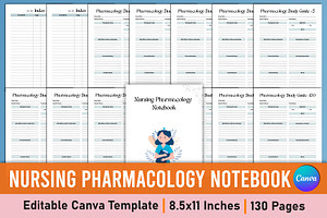 Nursing Pharmacology Notebook Canva, a Stationery Template by Mustafiz