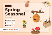 Spring Picnic 3D Icon Pack, a Seasonal Illustration by twinstd (Thumbnail 1 of 6)