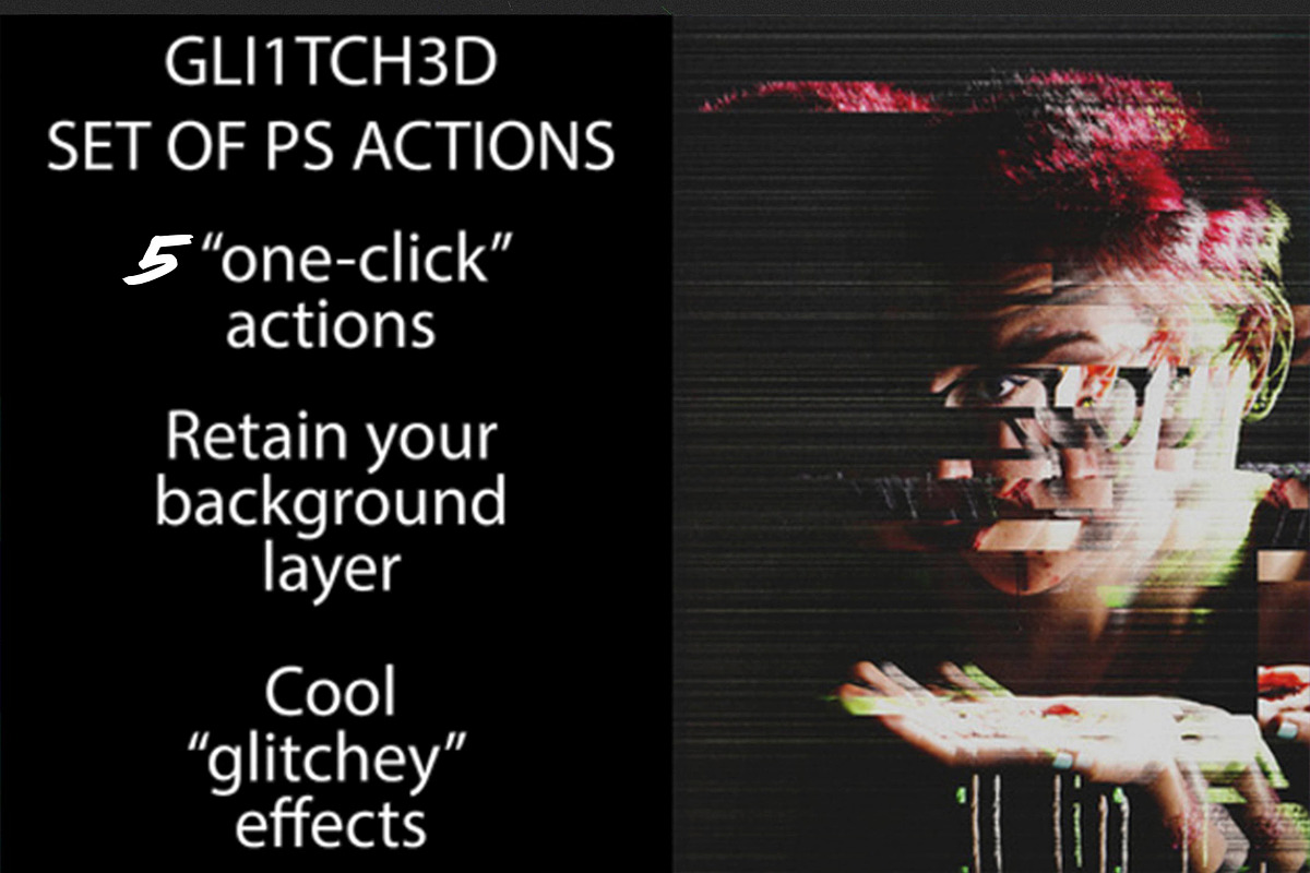 GLITCH SET OF PHOTOSHOP ACTIONS preview 8