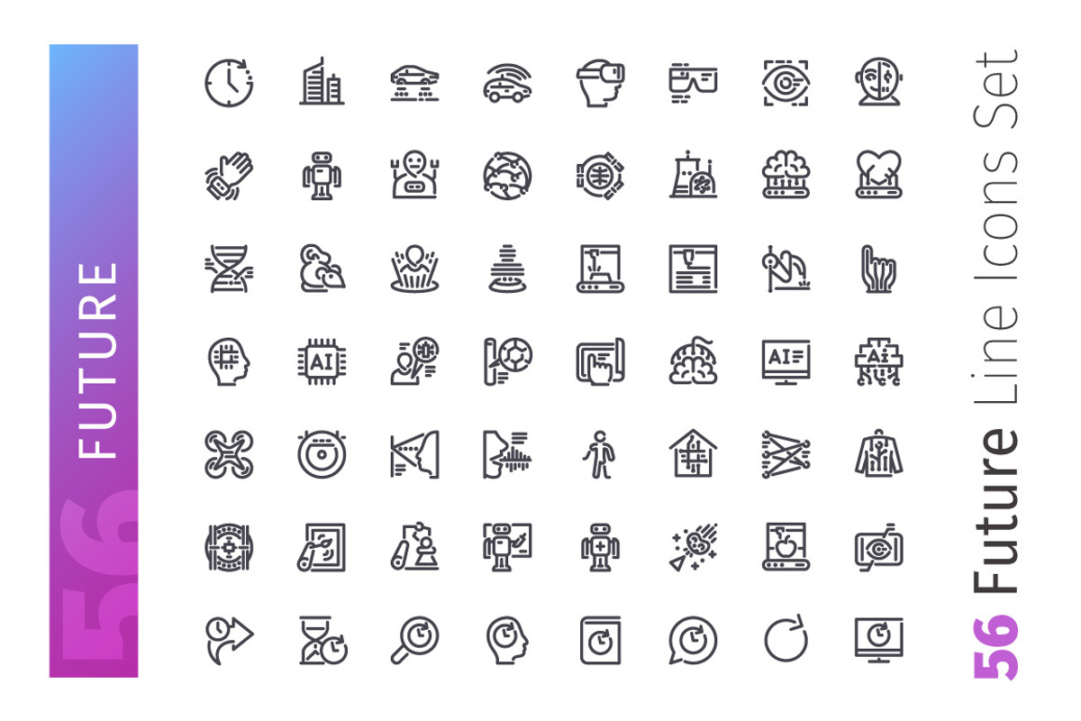 Future Line Icons Set, an Outline Icon by Voysla's Shop (Photo 2 of 4)