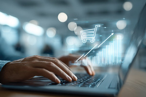 Hands on laptop with cart, a Photo by Beautiful things