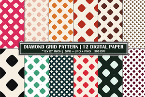 Geometric Diamond Grid Pattern Set, a Pattern Graphic by Gfx Expert Team