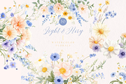 Light Blue and Peach Flowers, a Decorative Illustration by ClipArtCharm (Thumbnail 1 of 3)
