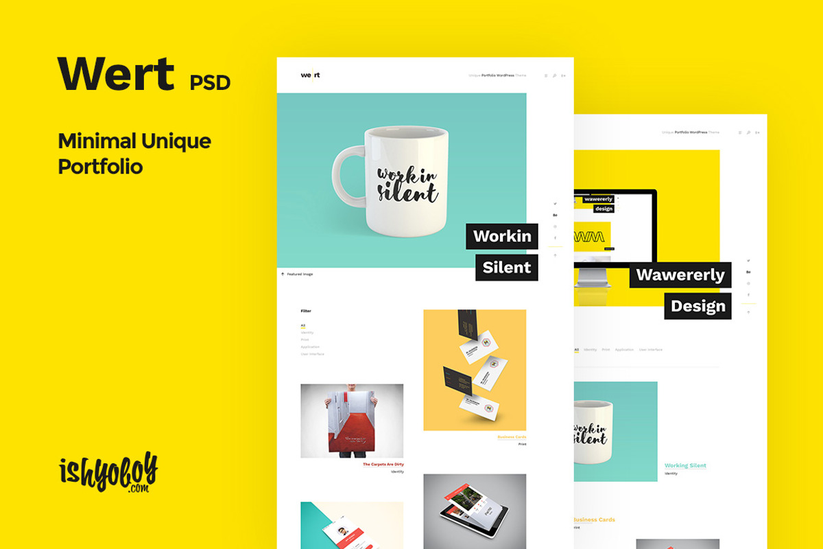 Wert PSD - Minimal Unique Portfolio, a Websites & App Template by IshYoBoy (Photo 1 of 19)