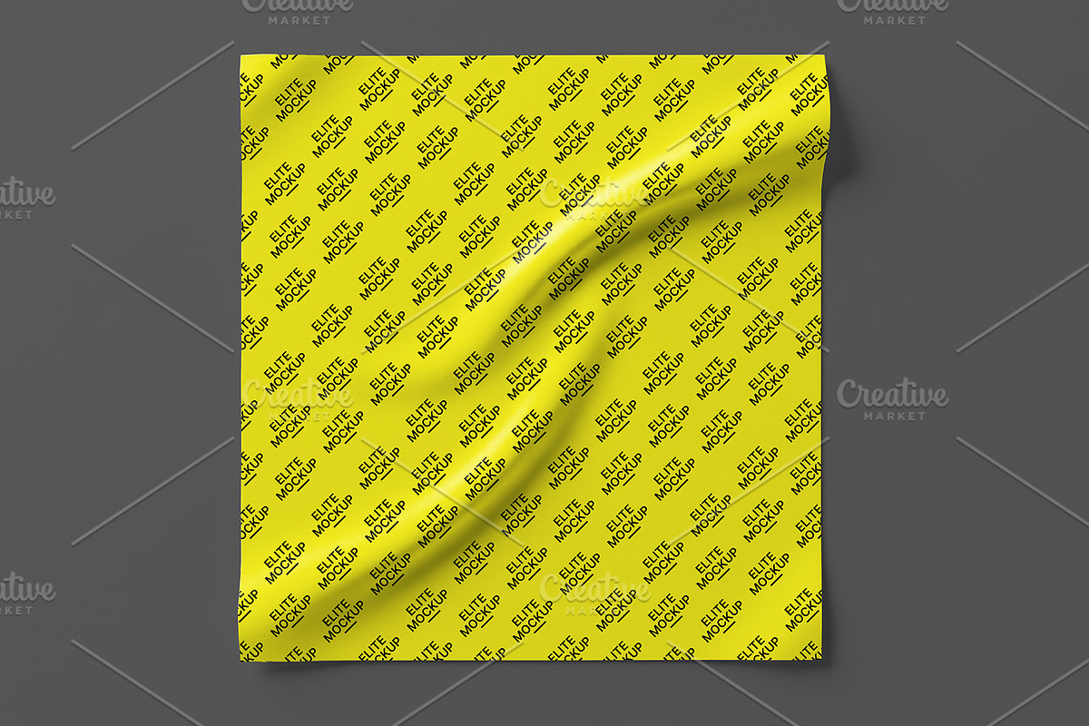 Square Handkerchief Mockup Pack, a Merchandise Mockup by Elite Mockups (Photo 4 of 4)