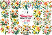 Spring Daffodils Coquette Clipart, an Illustration by DreamCafeArt (Thumbnail 1 of 5)