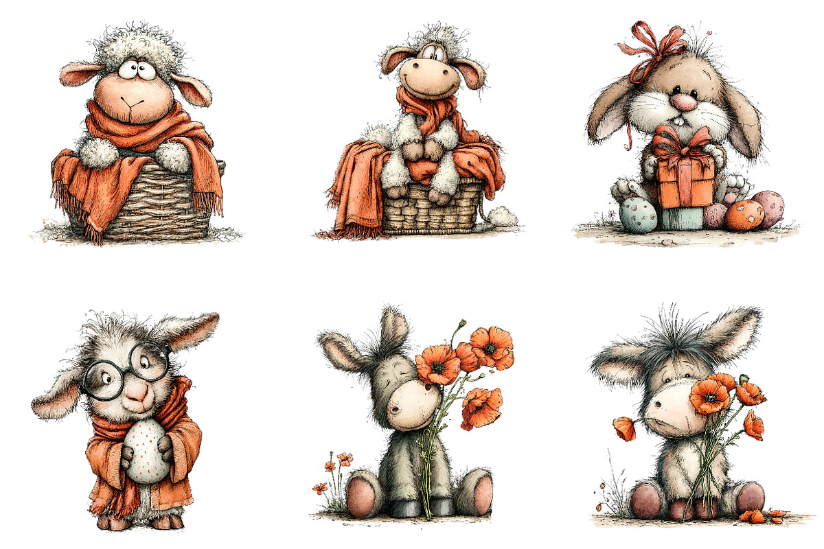 Whimsical Easter Farm Animals Clipar, an Illustration by CreationArt (Photo 5 of 6)